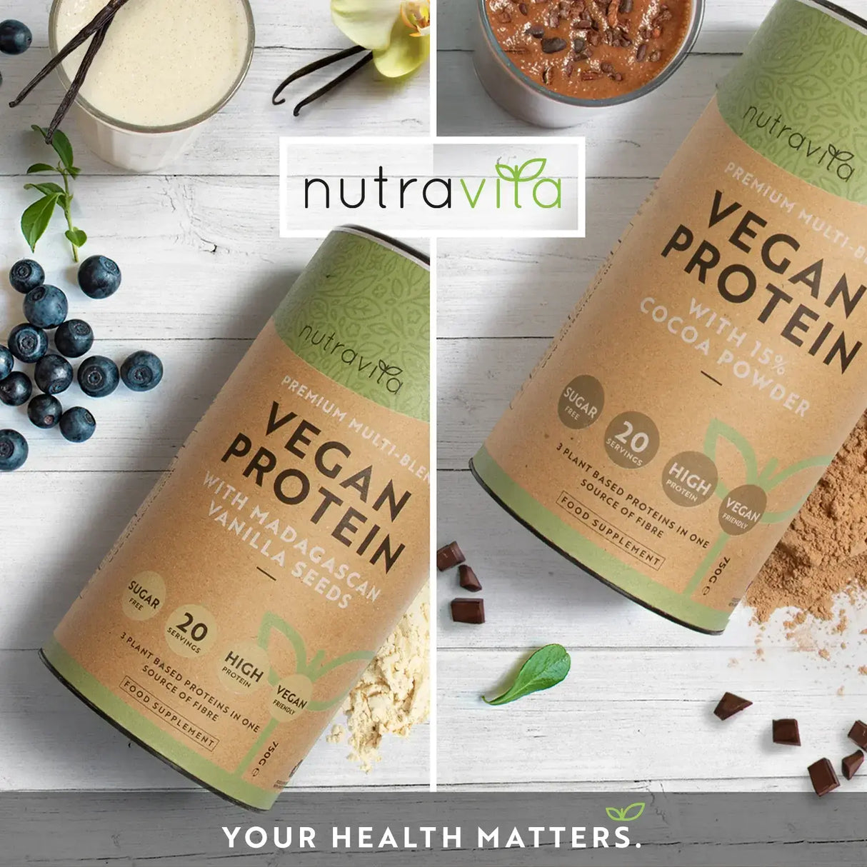Proteine vegane + enzimi - 750 g (cioccolato) <tc>Nutravita</tc>