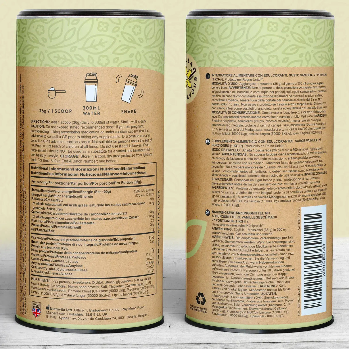 Proteine vegane + enzimi - 750 g (vaniglia) <tc>Nutravita</tc>