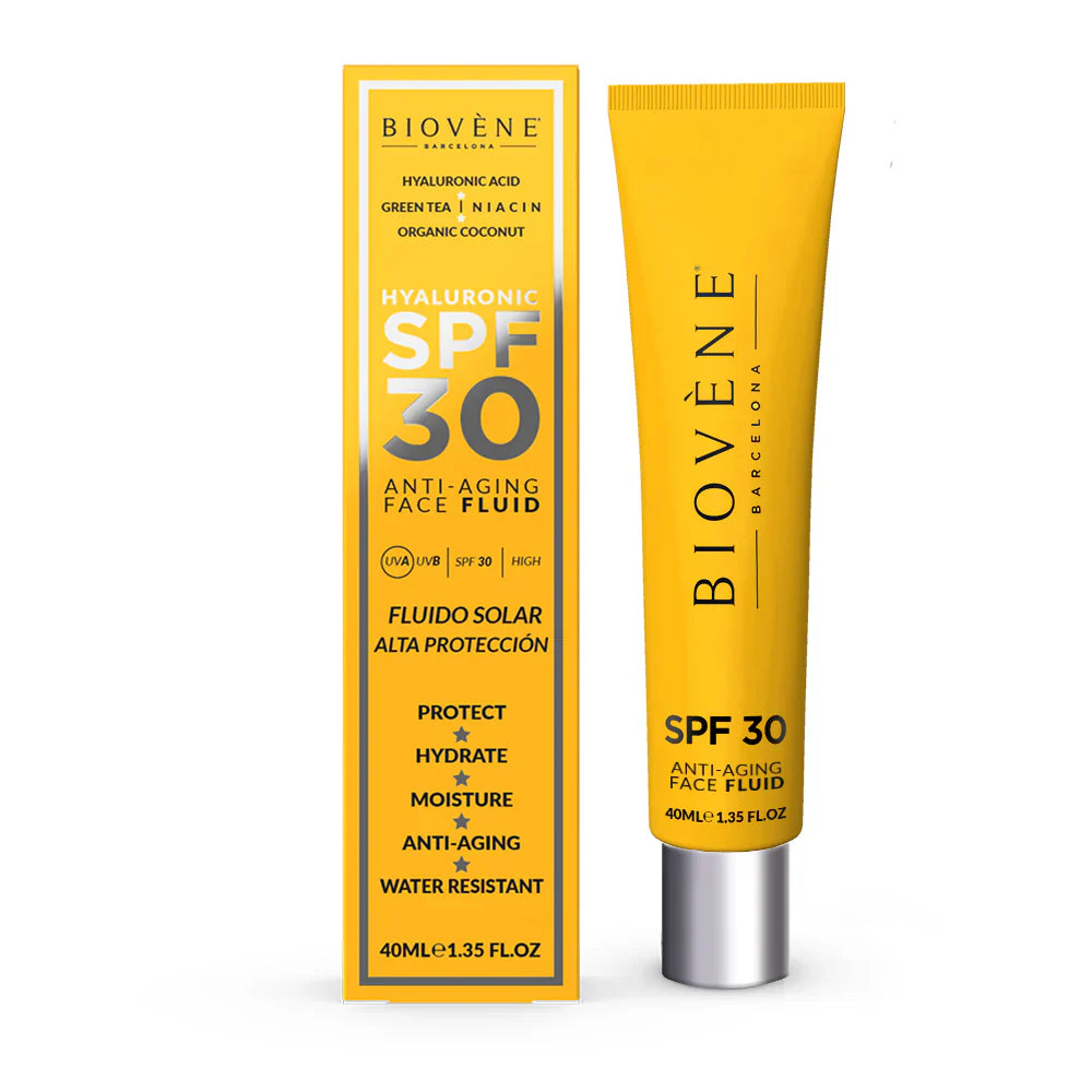 Crema solare facciale idratante SPF 30 con acido ialuronico anti -invecchiamento - 40 ml