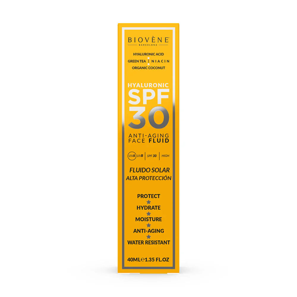 Crema solare facciale idratante SPF 30 con acido ialuronico anti -invecchiamento - 40 ml