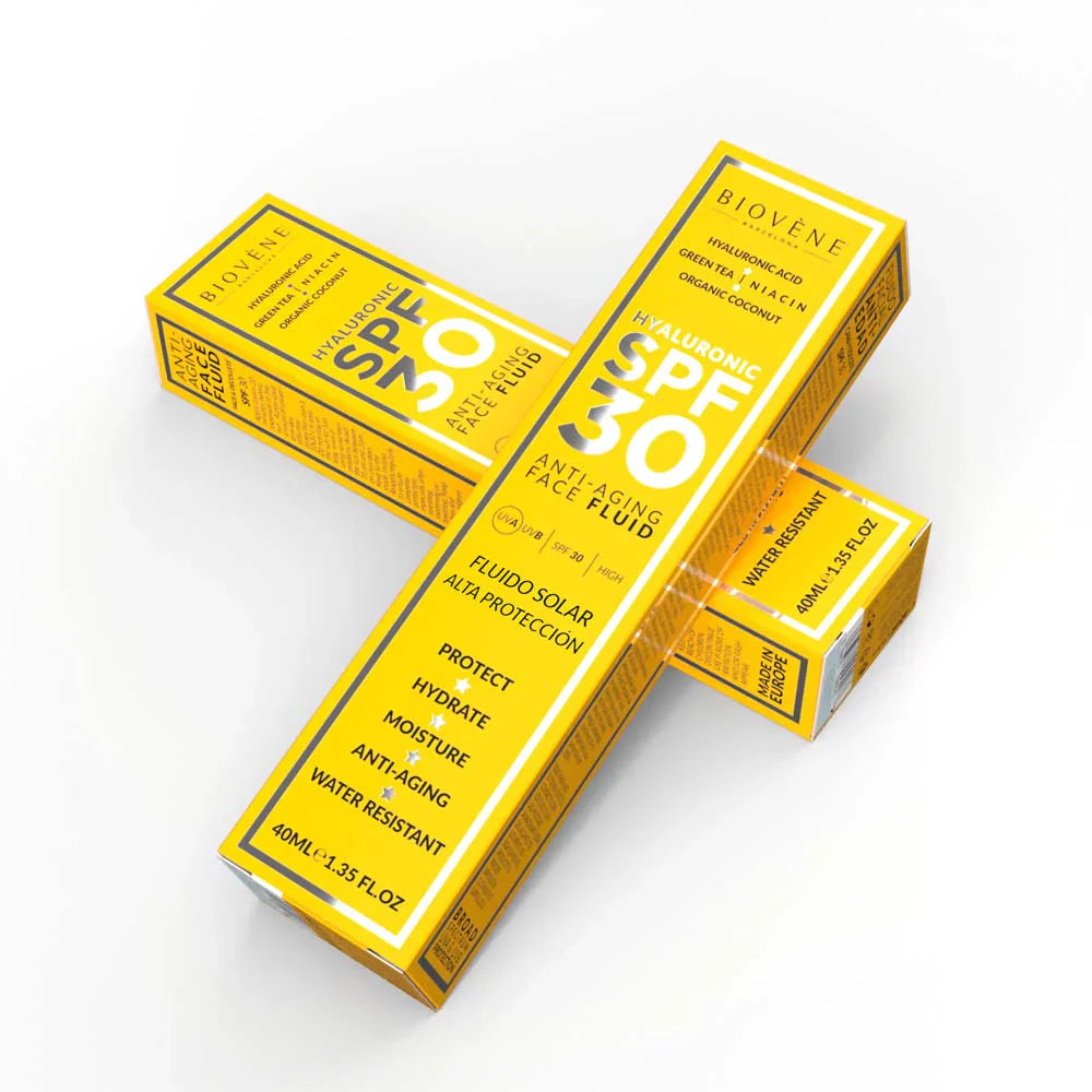 Crema solare facciale idratante SPF 30 con acido ialuronico anti -invecchiamento - 40 ml