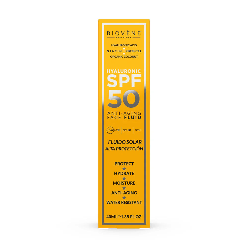 Crema solare facciale idratante SPF 50 con acido ialuronico anti -invecchiamento - 40 ml
