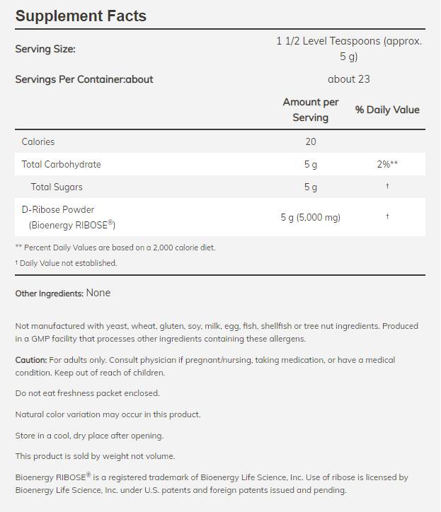 Polvere a d -ribosio - 227 grammi