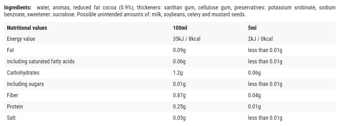 Cioccolato/0 sciroppo di calorie - 500 ml