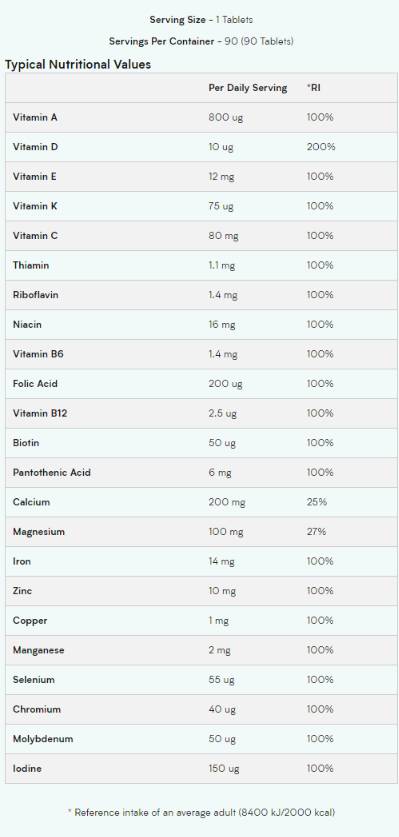 Multivitaminico dalla A alla Z - 90 compresse
