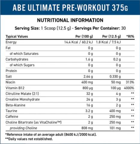 ABE - Tutto nero tutto | Pre-allenamento definitivo: 375 grammi