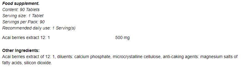 Acai Berry 12:1 500 mg 90 Compresse