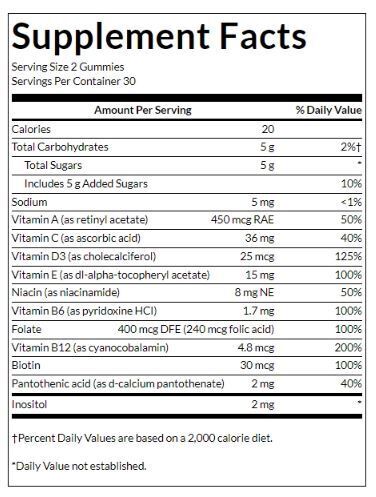 Caramelle gommose multivitaminiche per adulti | Pesca, arancia & Fragola - 60 Compresse Masticabili