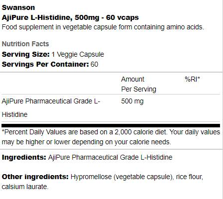 AjiPure L-istidina 500 mg 60 capsule