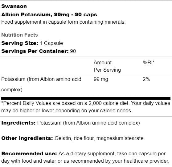 Albion Potassio 99 mg 90 capsule