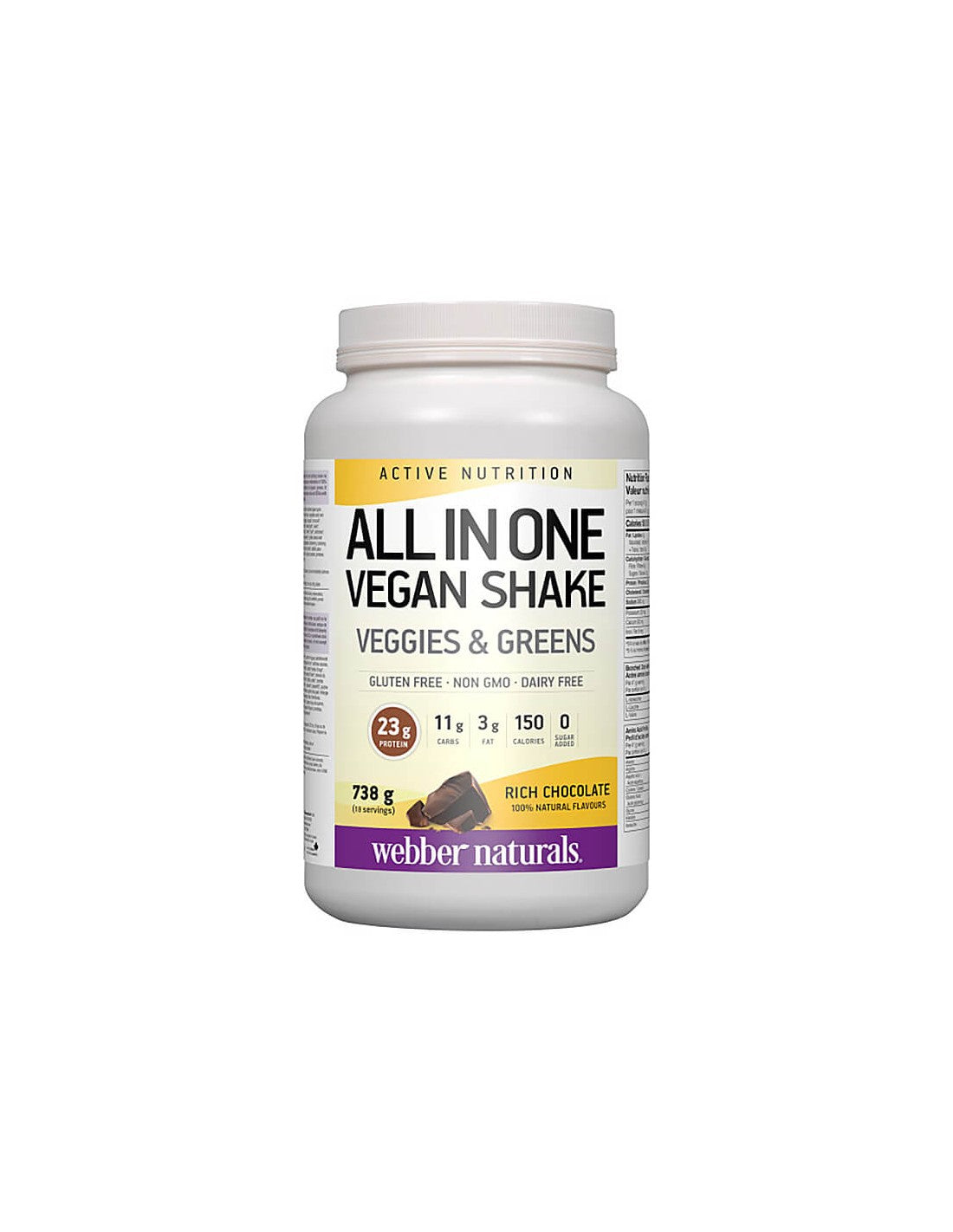 All in One Vegan Shake - Proteine vegane al gusto di cioccolato, 738 g di polvere
