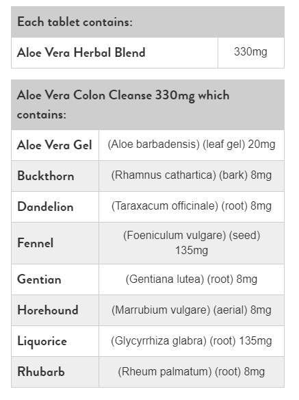 Detersione del colon con aloe vera 330 mg - 120 compresse