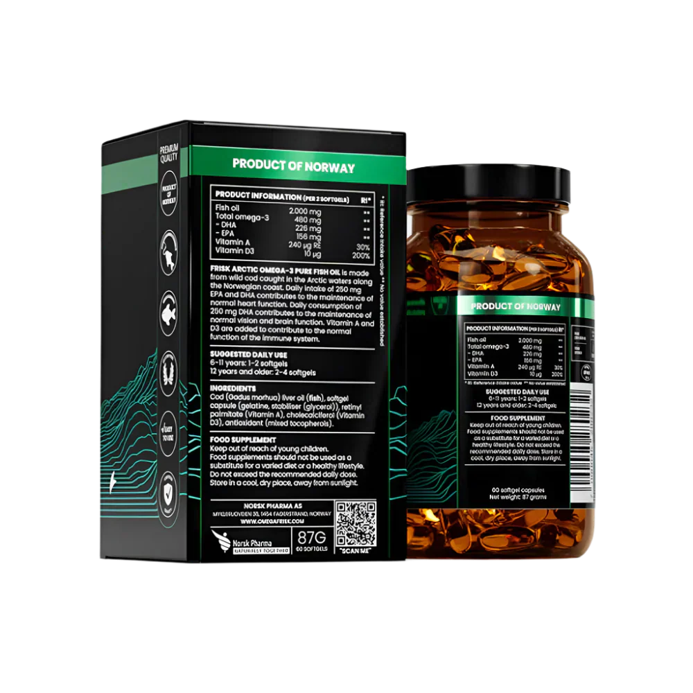 Arctic Pure – Omega-3 da merluzzo artico selvatico al 100% – 60 capsule