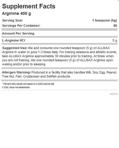Arginina HCL - 400 grammi