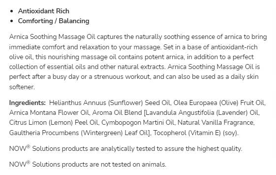 Olio da massaggio lenitivo all'arnica - 237 ml