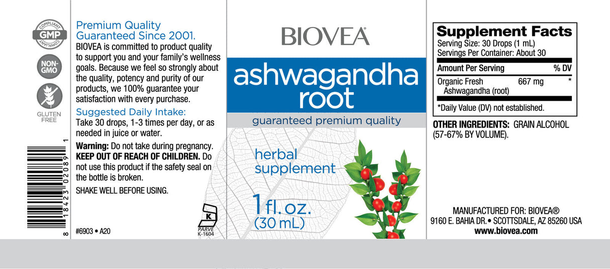Gocce liquide di radice di Ashwagandha/30 ml
