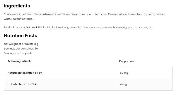 Astaxantina Forte 4 mg 90 capsule di gel