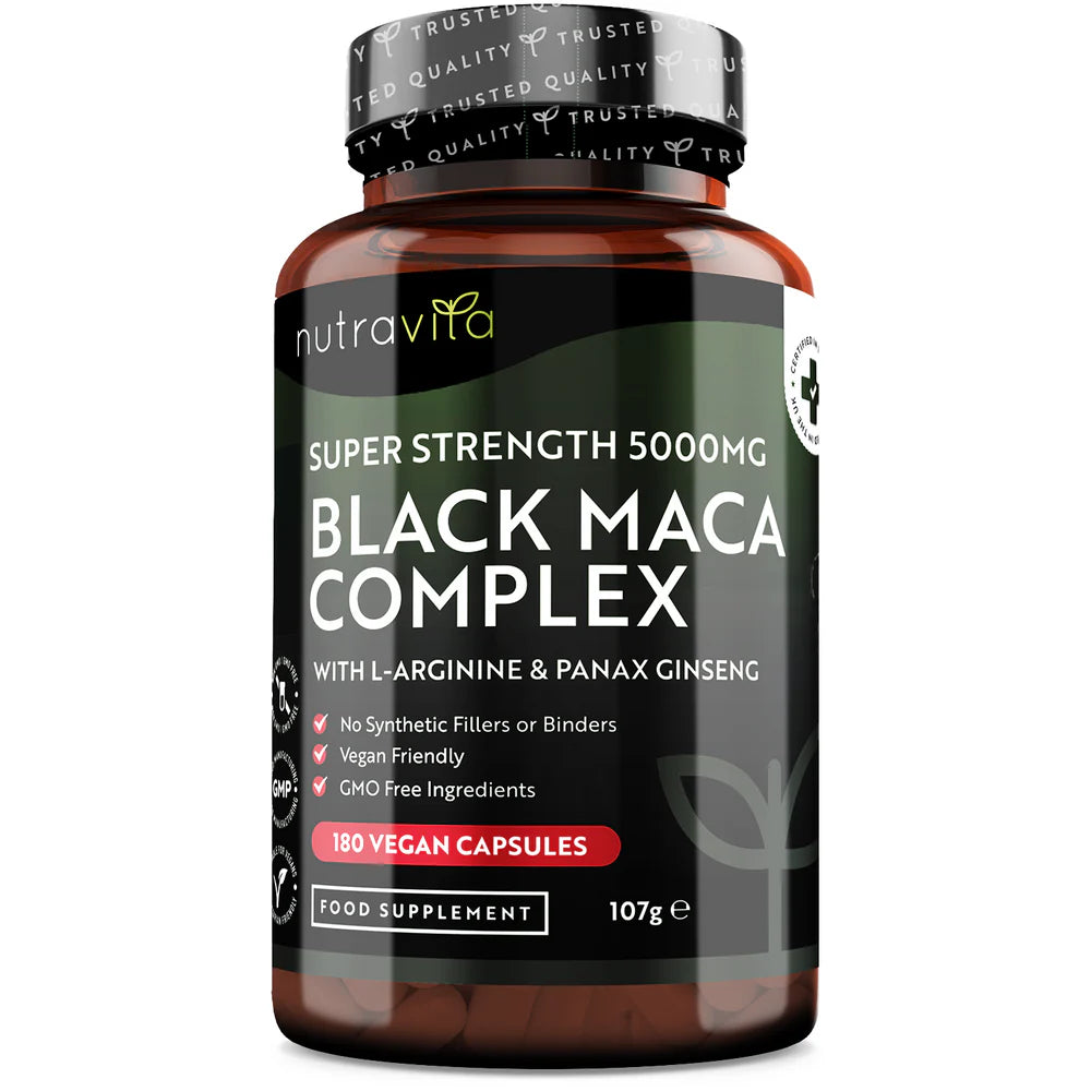 Complesso di radice di Maca nera 5000 mg/180 capsule, 180 giorni/ <tc>Nutravita</tc>