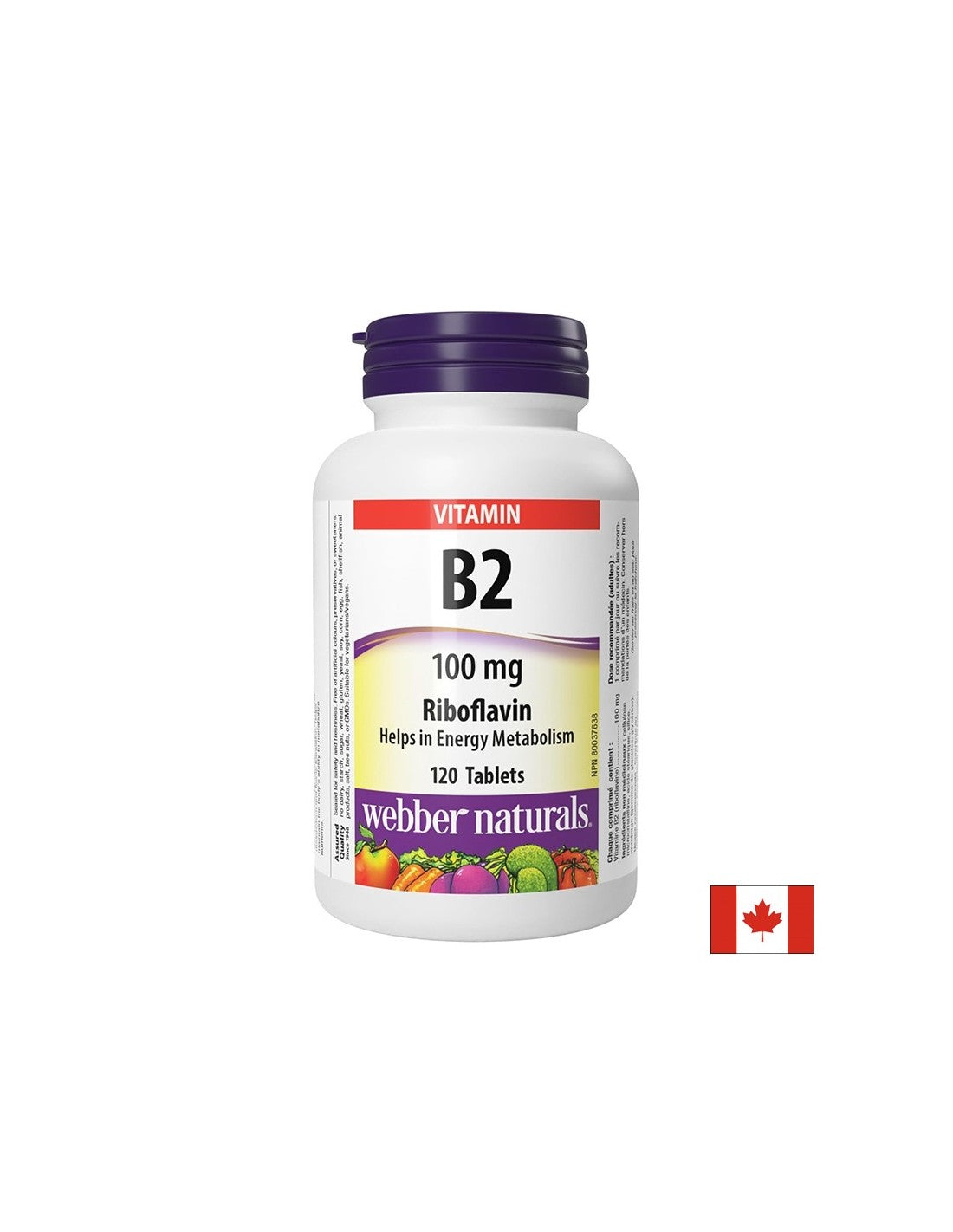Vitamina B2 (riboflavina) - Energia e salute, 100 mg per 120 compresse