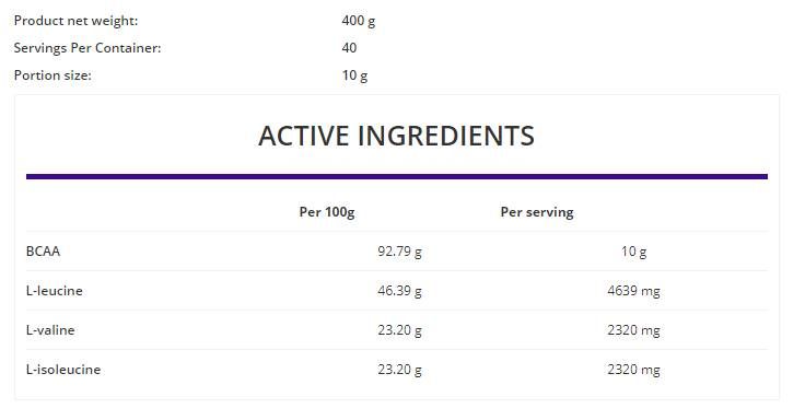Polvere istantanea BCAA - 400 grammi