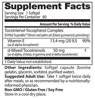 MIGLIORI Tocotrienoli/Complesso di vitamina E 50 mg - 60 capsule di gel