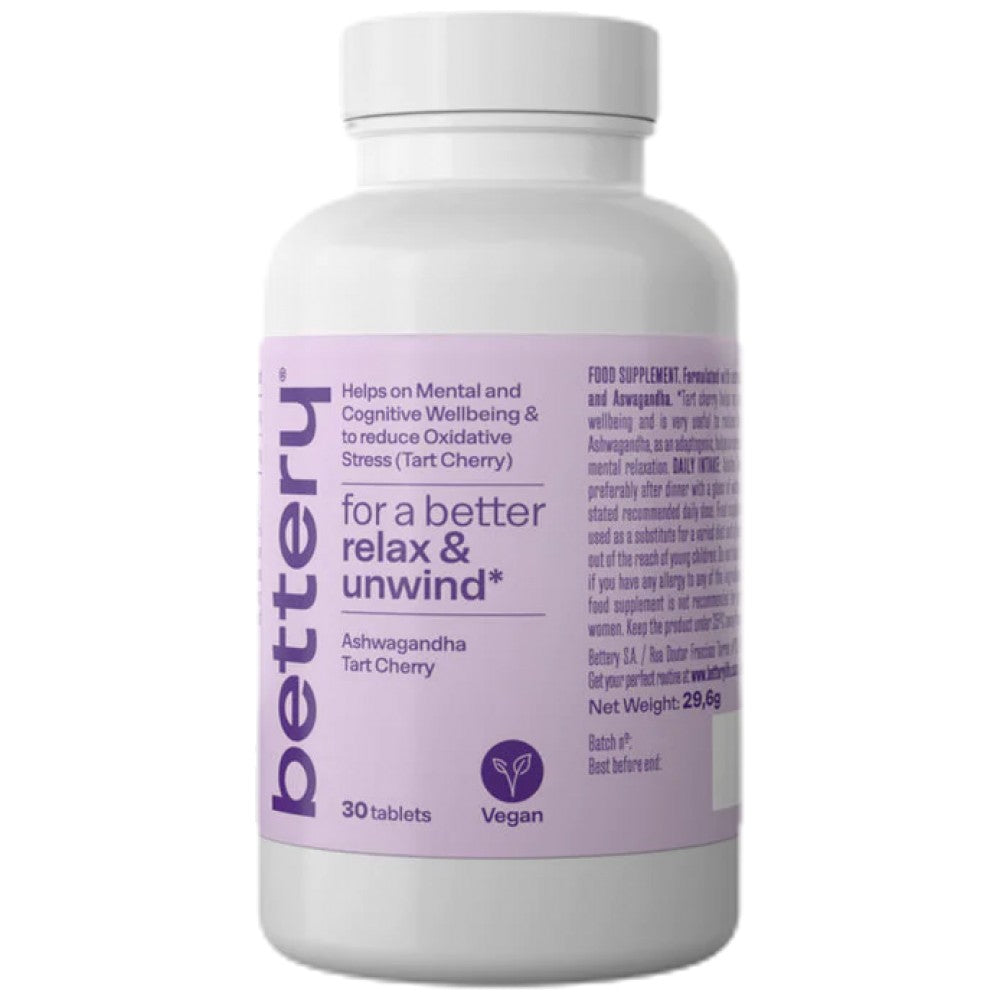 Rilassa le schede | con Ashwagandha e crostata Chert - Exp Data: 30.11.2024 - 30 compresse