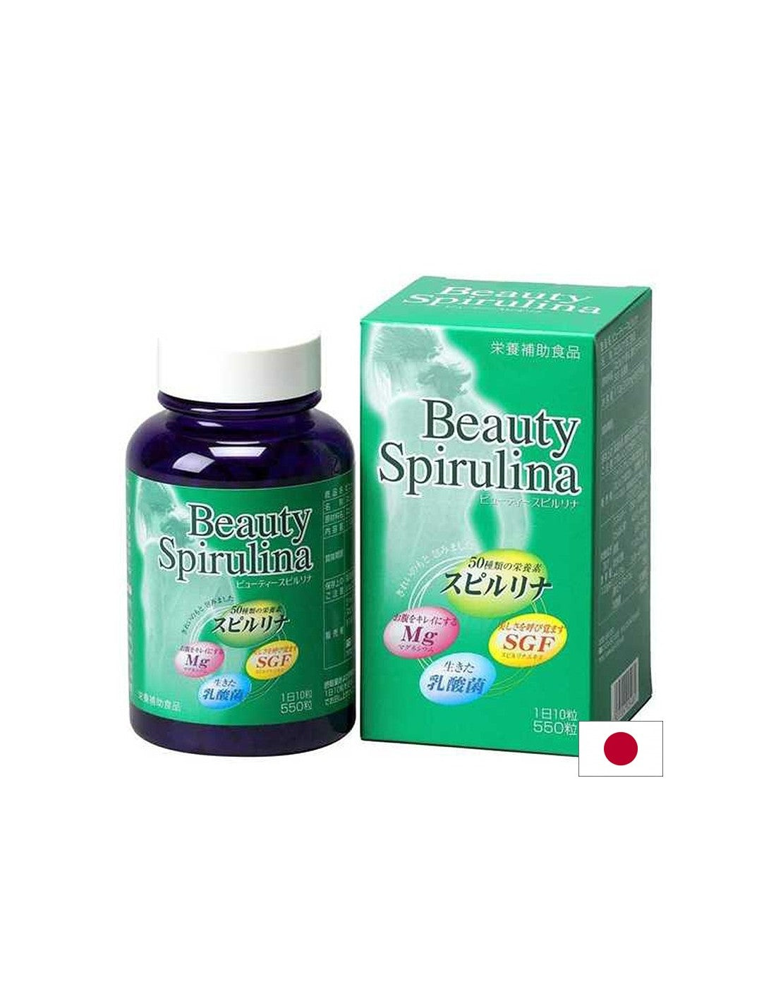Spirulina giapponese + fermenti lattici e magnesio - Beauty Spirulina, 550 compresse