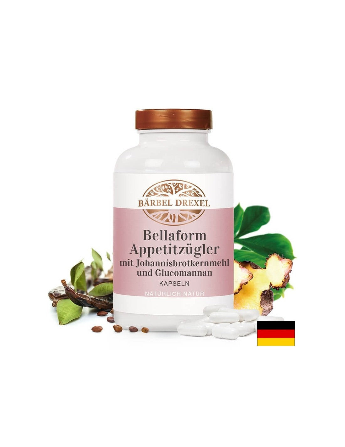 Bellaform Appetitzügler mit Johannisbrotkernmehl und Glucomannan/ Glucomannan con carruba, 180 capsule <tc>Bärbel Drexel</tc>