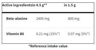 Polvere sportiva di resistenza alla beta-alanina | con vitamina B6 - 240 grammi