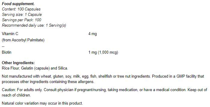 Biotina 1000 mcg - 100 capsule