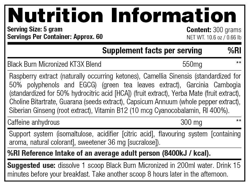 Black Burn Micronizzato - 300 grammi