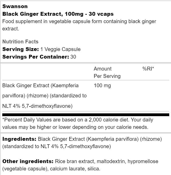 Estratto di Zenzero Nero 100 mg 30 capsule