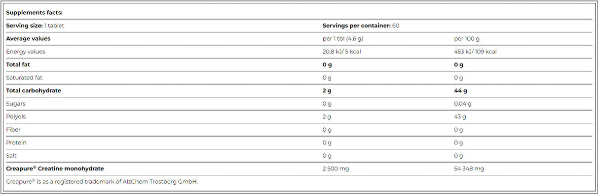 Black Line Creatine Creapure 2500 mg Zero Zuccheri/60 masticazioni