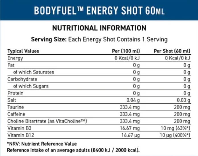 Colpi energetici Bodyfuel - 12 x 60 ml