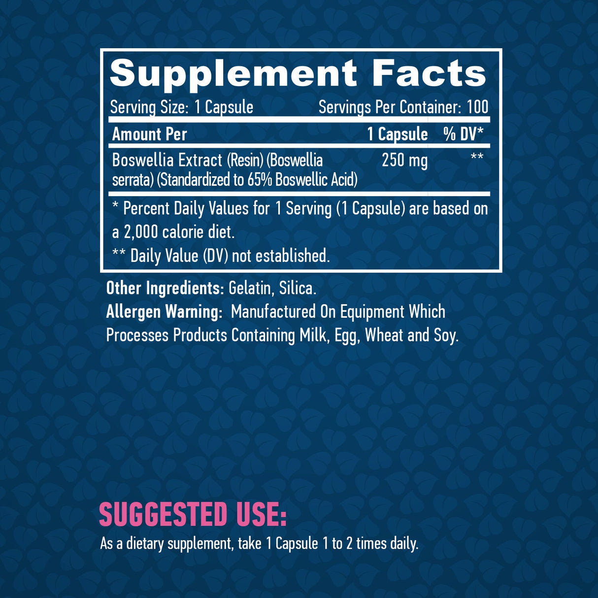 Boswellia 250 mg. 100 capsule.