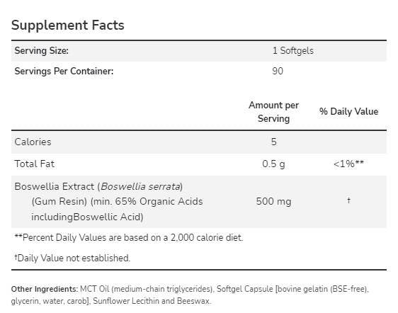 Estratto di Boswellia 500 mg - 90 Capsule gel