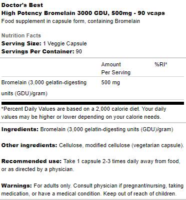 Bromelina 3000 GDU 500 mg | Alta potenza - 90 capsule