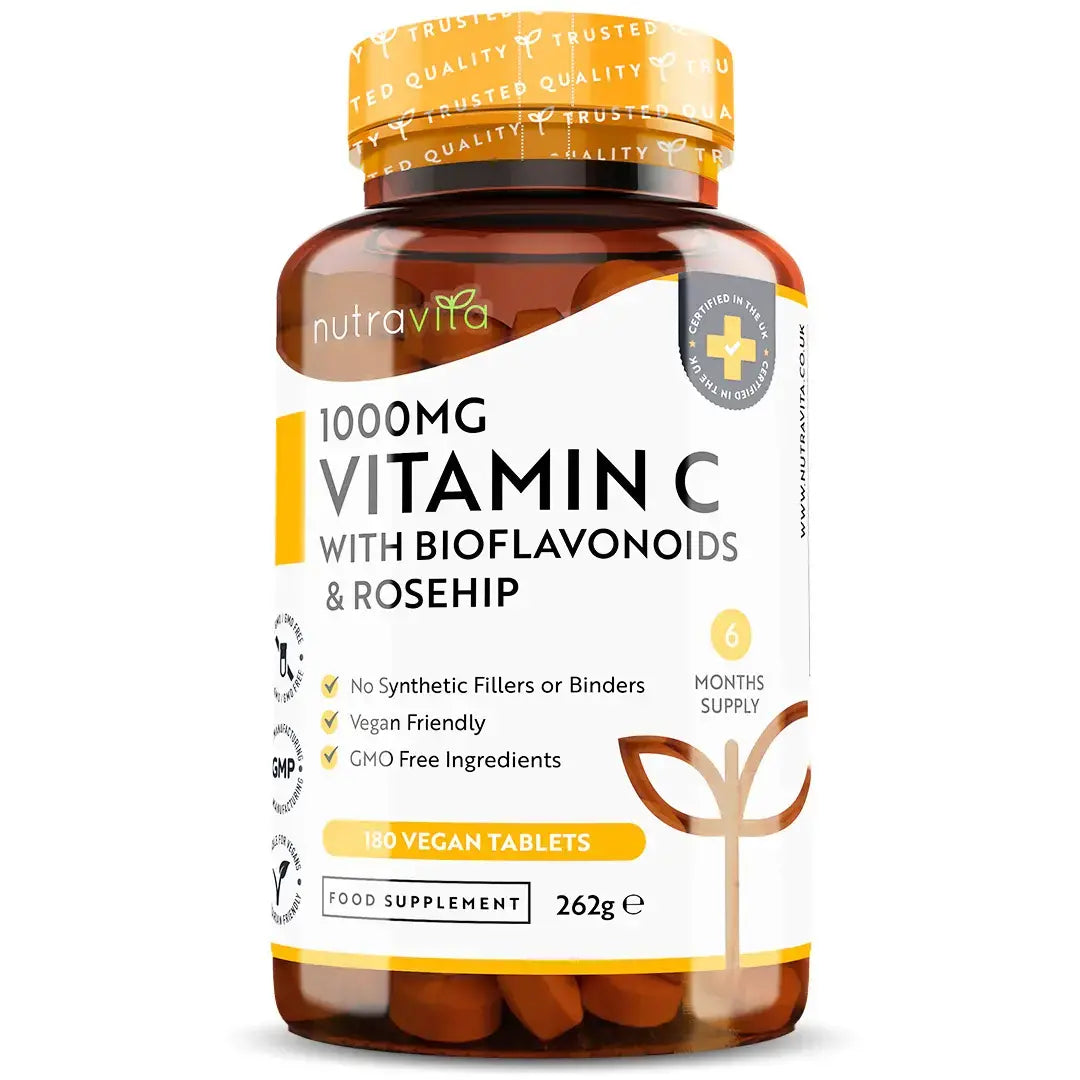 Vitamina C 1000 mg con bioflavonoidi e rosa canina 180 <tc>Nutravita</tc> compresse