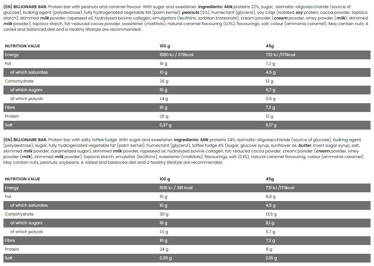Bar miliardario | Fibra alta ~ Glutine Free ~ Barra proteica - 45 grammi