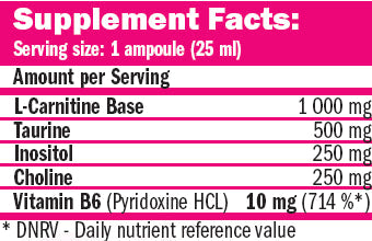 CarniSlim® lipotropico 25ml. /20Amp. - 0,500 chilogrammi