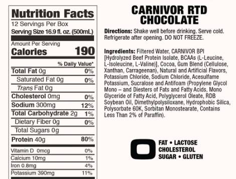 Carnivoro pronto da bere | con 40 g di Proteine di Manzo - 500 ml