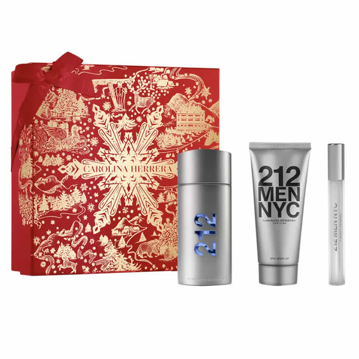 <tc>CAROLINA HERRERA</tc> 212 Men Eau De Toilette Spray 100ml Set 3 pezzi