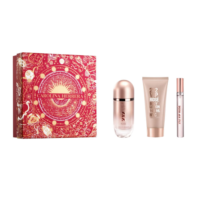 <tc>CAROLINA HERRERA</tc> 212 Vip Rose Eau De Perfume Spray 80ml Set 3 Pezzi Natale 2023