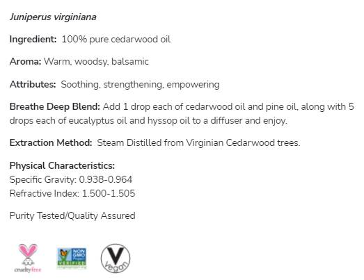 Olio di legno di cedro | Juniperus Virginiana puro al 100% - 30 ml