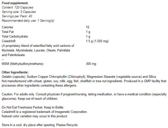 Celadrina & MSM 500 mg - 120 capsule