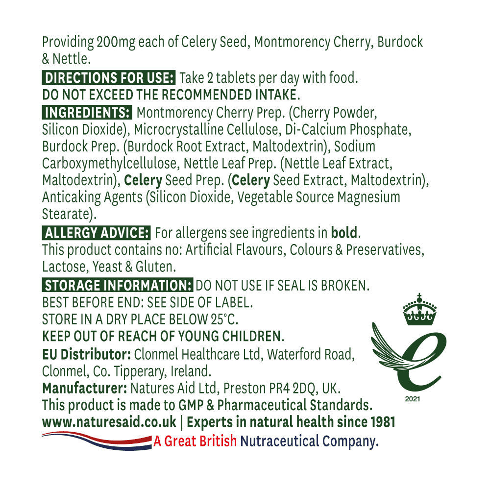 Semi di sedano, amarena, bardana e ortica (Celery Seed Complex) 60 compresse NaturesAid