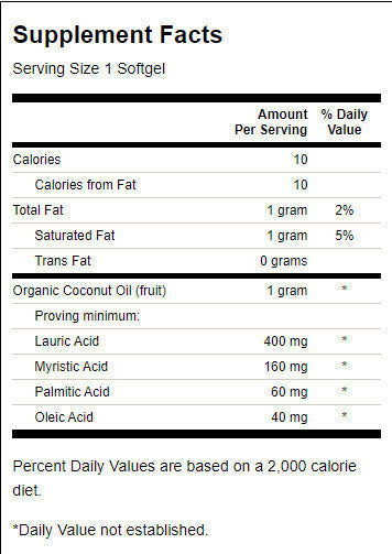 Olio di Cocco Biologico Certificato 1000 mg - 60 Capsule Gel