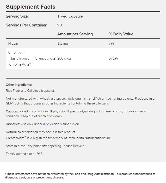 ChromeMate/Cromo Polinicotinato 200 mcg - 90 capsule
