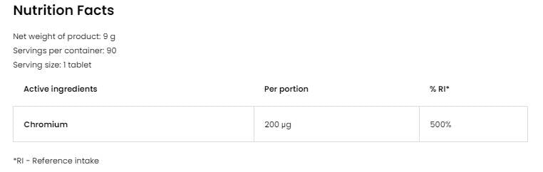 Pastiglie di Cromo 200 mcg 90 Compresse sublinguali