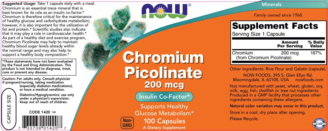 Cromo Picolinato 200 mcg - 100 capsule